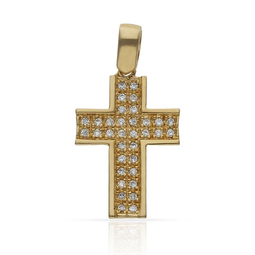 [C237] CRUZ ORO 18KL CIRCONITAS - 14x20MM