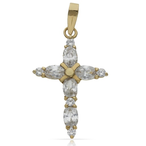 [C240] CRUZ ORO 18KL CIRCONITAS - 20x30MM