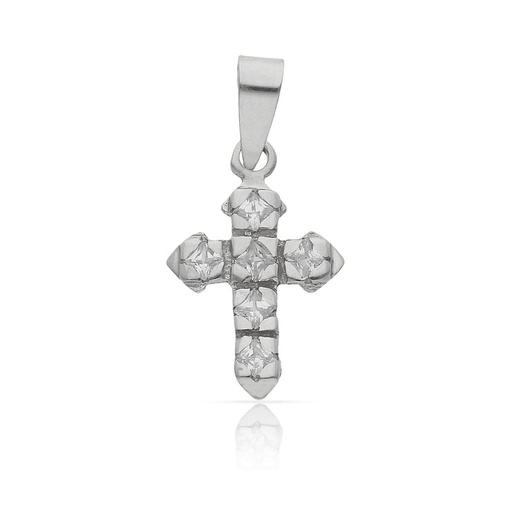 [C244] CRUZ ORO BLANCO 18KL CIRCONITAS - 11x16MM