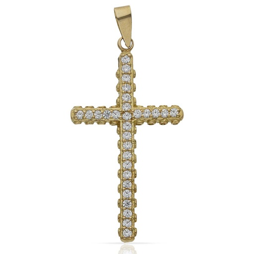 [C276] CRUZ ORO 18KL CIRCONITAS - 20x37MM