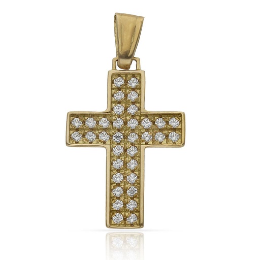 [C339] CRUZ ORO 18KL CIRCONITAS - 18x27MM
