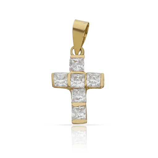 [C368] CRUZ ORO 18KL CIRCONITAS - 10X17MM