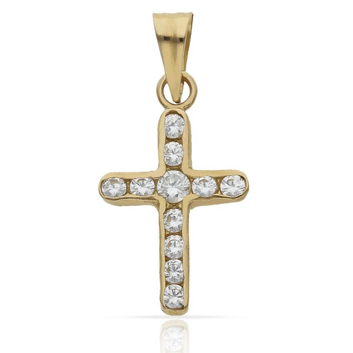 [C370] CRUZ ORO 18KL CIRCONITAS - 14X24MM