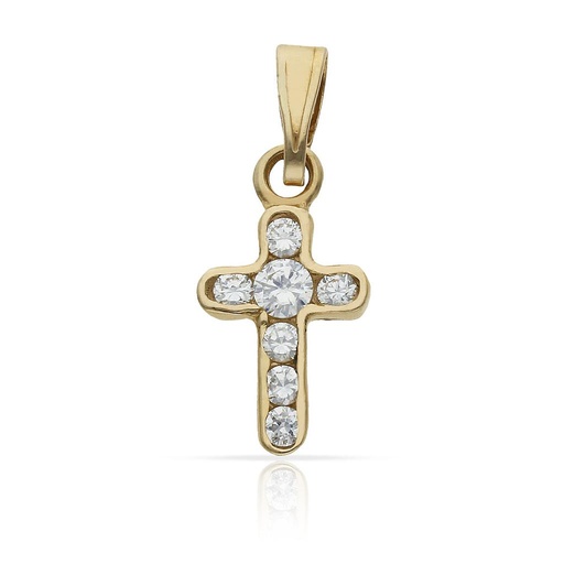 [C371] CRUZ ORO 18KL CIRCONITAS - 10X19MM