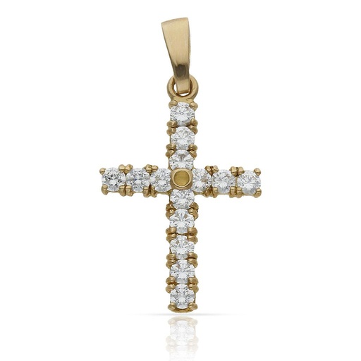 [C372] CRUZ ORO 18KL CIRCONITAS - 17X27MM