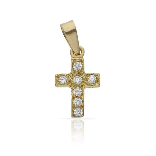 [C408] CRUZ ORO 18KL CIRCONITAS - 8x14MM