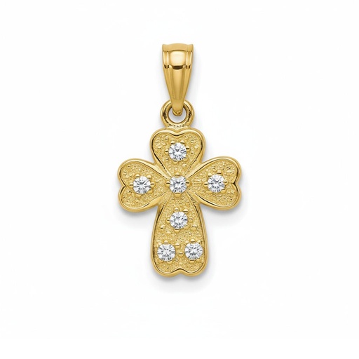 [C409] CRUZ ORO 18KL CIRCONITAS