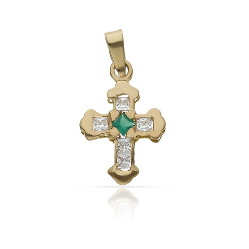 [C411] CRUZ ORO 18KL CIRCONITAS - 11x17MM