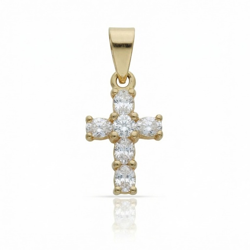 [C412] CRUZ ORO 18KL CIRCONITAS - 8x13MM