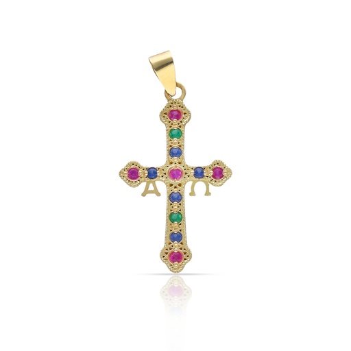 [C420] CRUZ ORO 18KL ASTURIANA - 15x26MM