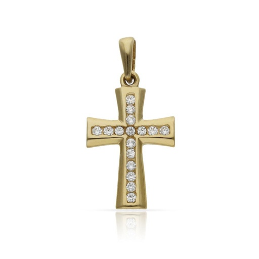 [C437] CRUZ ORO 18KL CIRCONITAS - 11x18MM