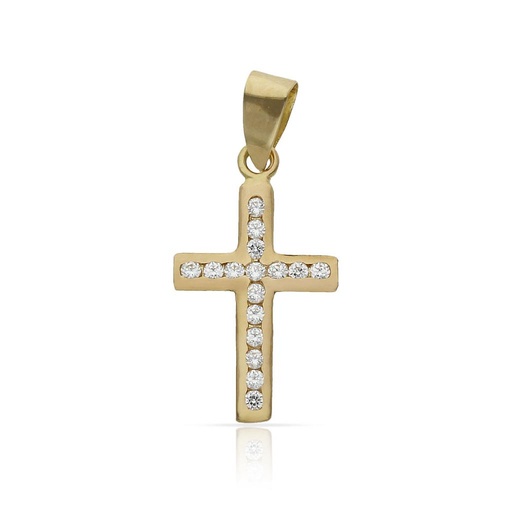 [C438] CRUZ ORO 18KL CIRCONITAS - 11x18MM