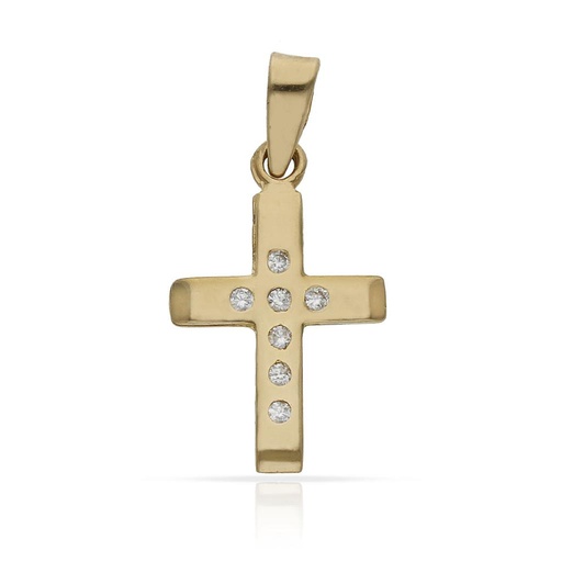 [C440] CRUZ ORO 18KL CIRCONITAS - 11x17MM