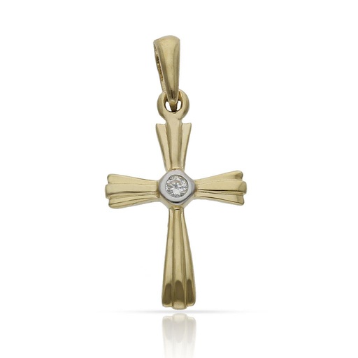 [C441] CRUZ ORO 18KL CIRCONITA - 11x17MM