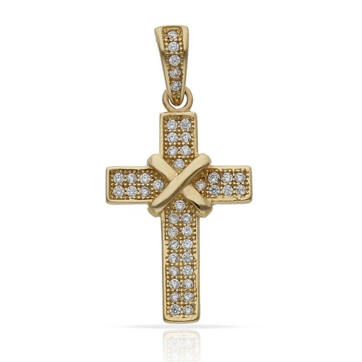 [C443] CRUZ ORO 18KL CIRCONITAS - 13x21MM