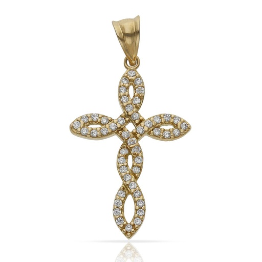 [C444] CRUZ ORO 18KL CIRCONITAS - 14x23MM