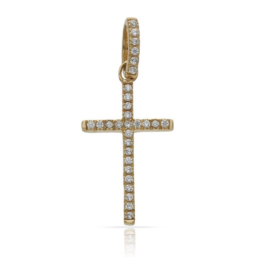 [C445] CRUZ ORO 18KL CIRCONITAS - 12x21MM