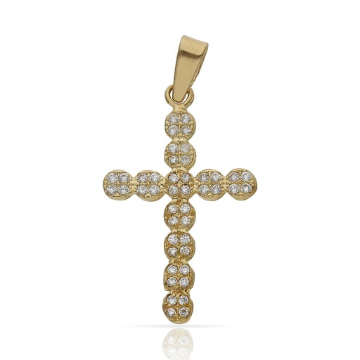 [C446] CRUZ ORO 18KL CIRCONITAS - 15x23MM