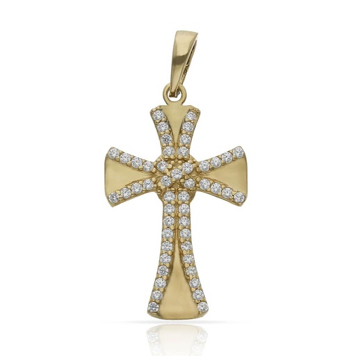 [C461] CRUZ ORO 18KL CIRCONITAS - 13x22MM