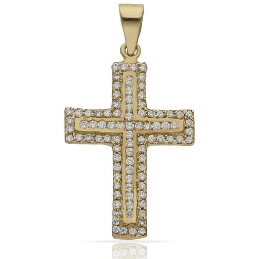 [C464] CRUZ ORO 18KL CIRCONITAS - 17x26MM