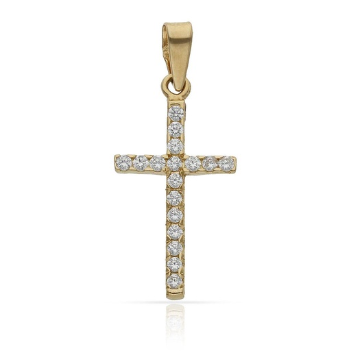 [C468] CRUZ ORO 18KL CIRCONITAS - 12x22MM