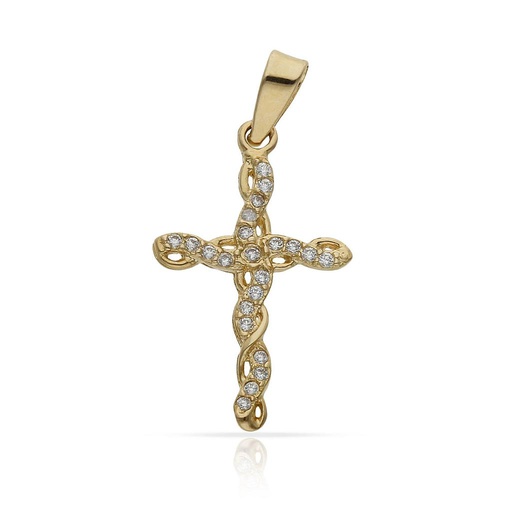 [C469] CRUZ ORO 18KL CIRCONITAS - 13x20MM