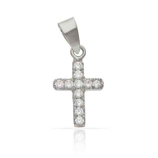 [C475] CRUZ ORO BLANCO 18KL CIRCONITAS - 9x15MM