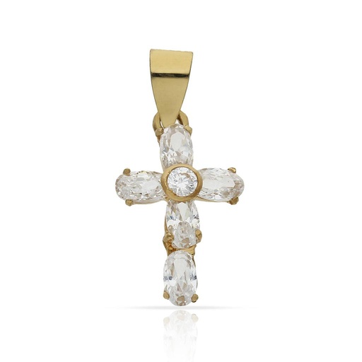 [C74] CRUZ ORO 18KL CIRCONITAS - 12x19MM