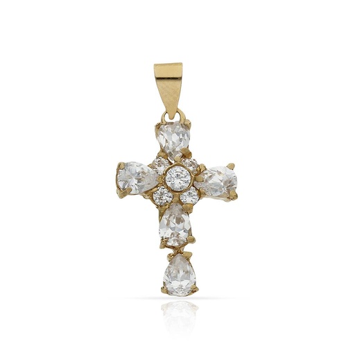 [C76] CRUZ ORO 18KL CIRCONITAS - 11x18MM