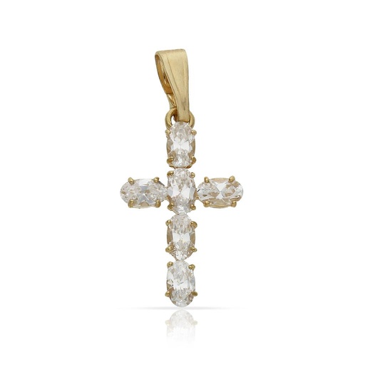 [C77] CRUZ ORO 18KL CIRCONITAS - 13x23MM