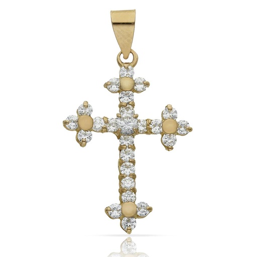 [C83] CRUZ ORO 18KL CIRCONITAS - 20x29MM