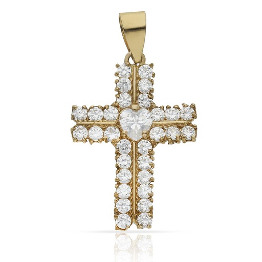 [C86] CRUZ ORO 18KL CIRCONITAS - 19x28MM