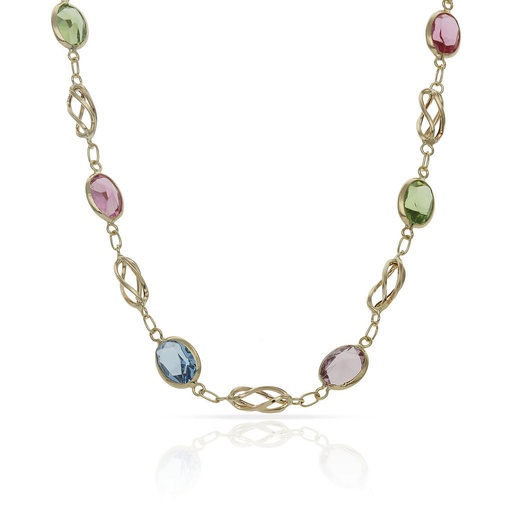 [CO380-50cm-9.95 gr] COLLAR ORO 18KL PIEDRAS COLOR