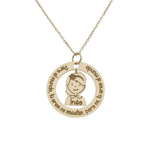 [G1005] GARGANTILLA ORO 18KL FRASE + NIÑA