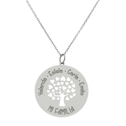 [G1029] GARGANTILLA ORO BLANCO 18KL ARBOL FAMILIA - 25MM