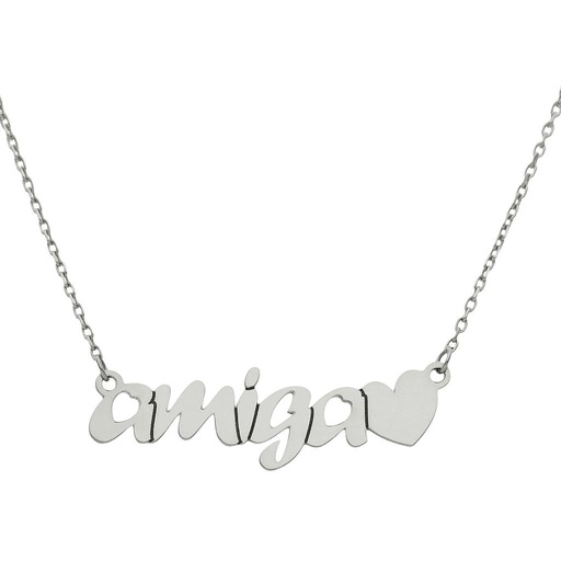 [G1032] GARGANTILLA ORO BLANCO 18KL AMIGA + CORAZON