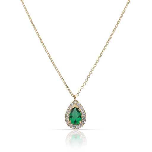 [G160] GARGANTILLA ORO 18KL LAGRIMA CRISOPAL VERDE