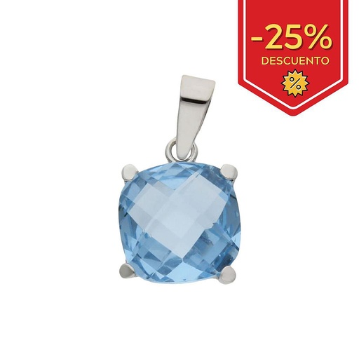 [G357] COLGANTE ORO BLANCO 18KL PIEDRA AZUL