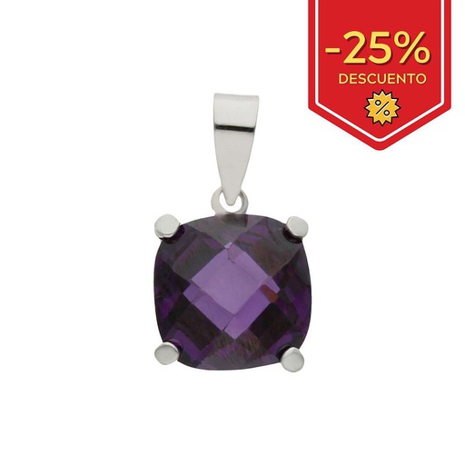 [G360] COLGANTE ORO BLANCO 18KL PIEDRA VIOLETA