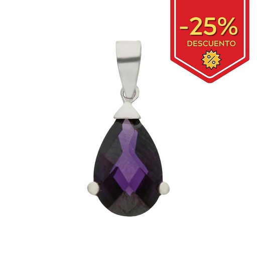 [G363] COLGANTE ORO BLANCO 18KL PIEDRA VIOLETA