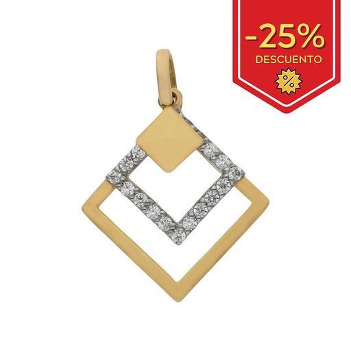 [G426] COLGANTE ORO 18KL ROMBO CIRCONITAS