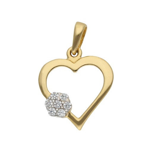 [G503] COLGANTE ORO 18KL CORAZON Y FLOR