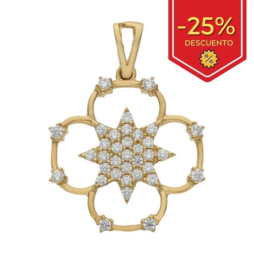 [G516] COLGANTE ORO DE 18KL FLOR CIRCONITAS