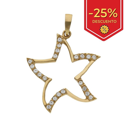 [G52] COLGANTE ORO 18KL ESTRELLA CIRCONITAS