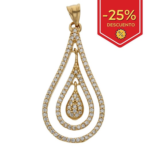 [G521] COLGANTE ORO DE 18KL LAGRIMA CIRCONITAS