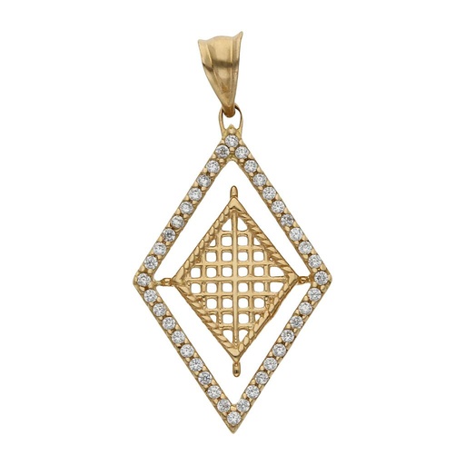 [G522] COLGANTE ORO 18KL ROMBO CIRCONITAS