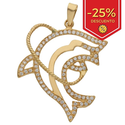 [G525] COLGANTE ORO DE 18KL DELFIN CIRCONITAS