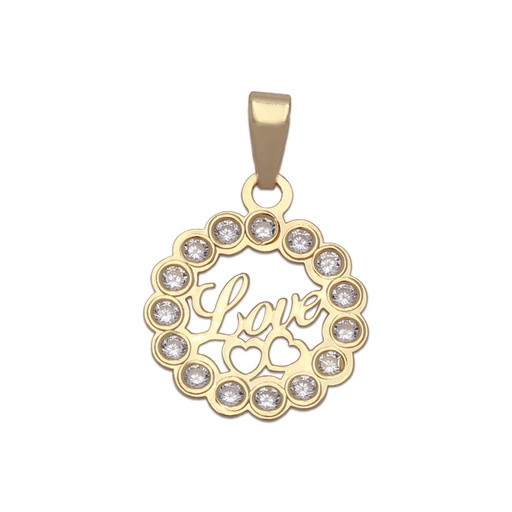 [G535] COLGANTE ORO 18KL LOVE CIRCONITAS - 12MM