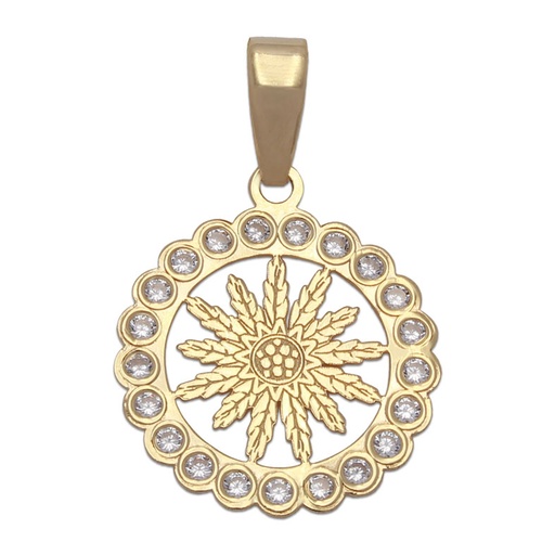 [G545] COLGANTE ORO 18KL FLOR EGUZKILORE - 15MM