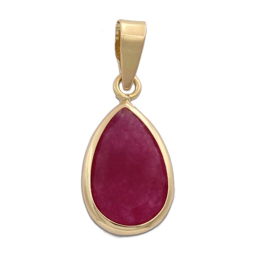 [G561] COLGANTE ORO 18KL LAGRIMA PIEDRA BURDEOS